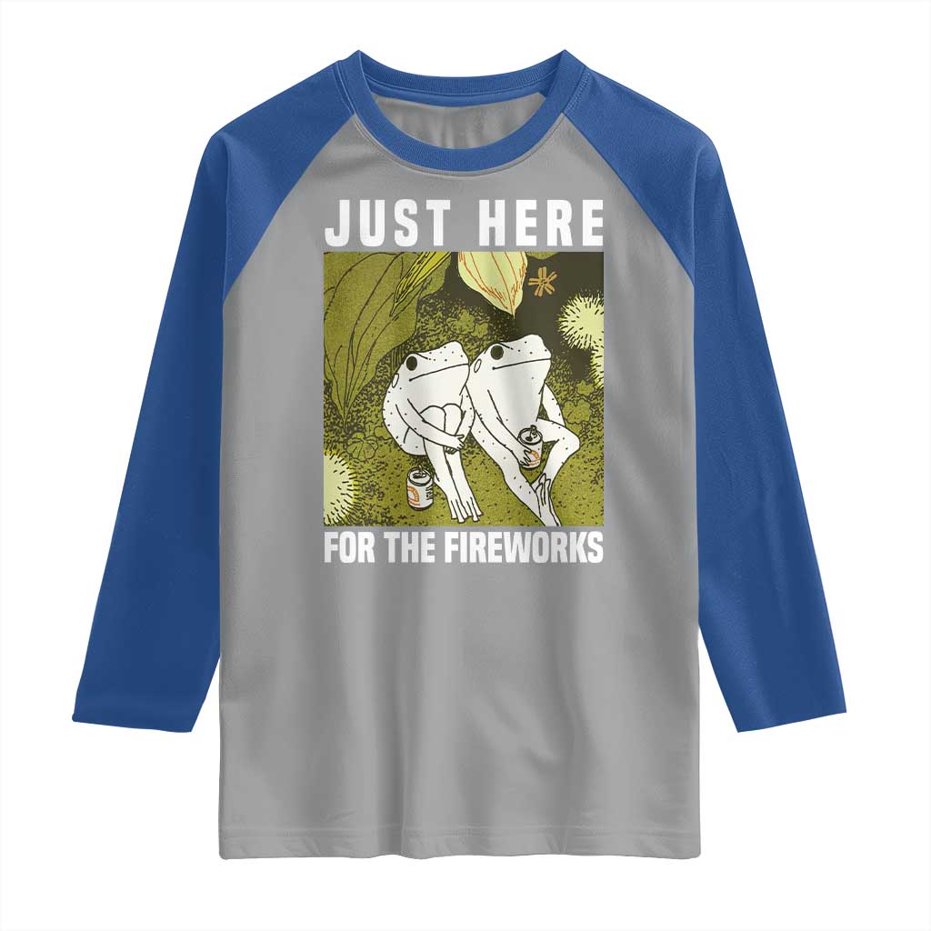 Funny Frog 4th of July Raglan Shirt Just Here For The Fireworks TS14 Sport Gray Royal Print Your Wear