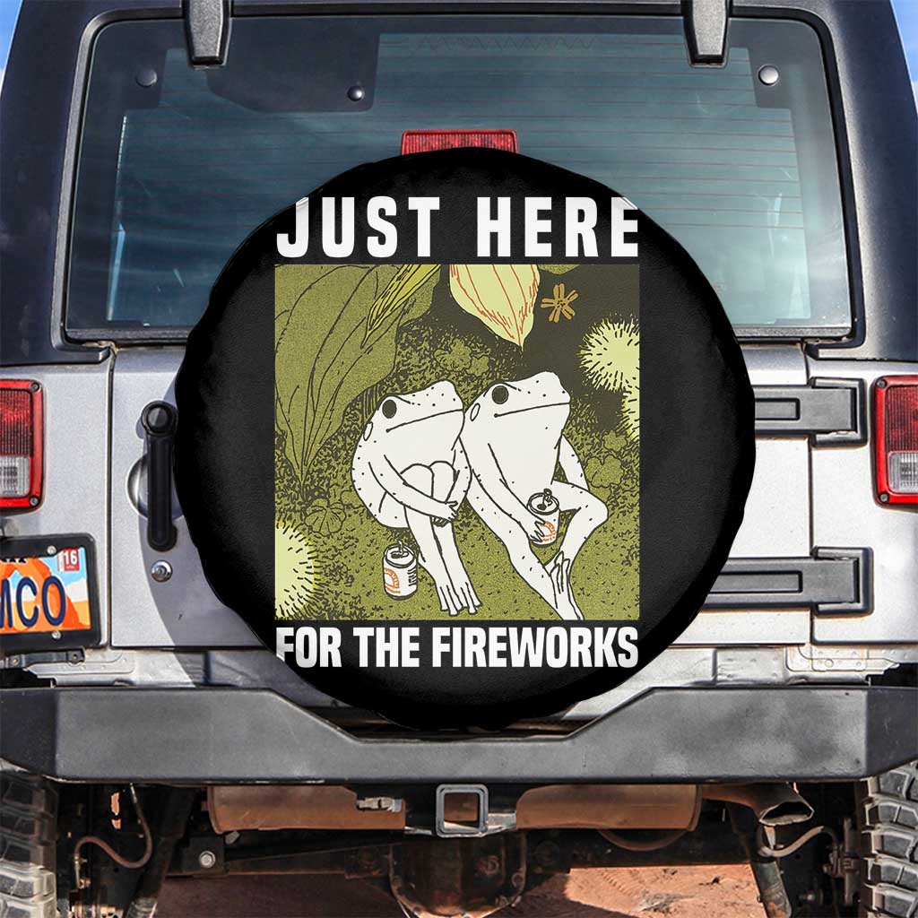 Funny Frog 4th of July Spare Tire Cover Just Here For The Fireworks TS14 No hole Black Print Your Wear