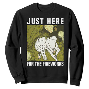 Funny Frog 4th of July Sweatshirt Just Here For The Fireworks TS14 Black Print Your Wear