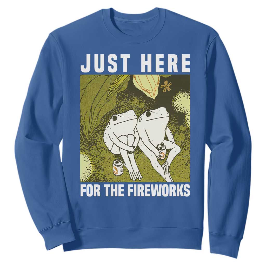 Funny Frog 4th of July Sweatshirt Just Here For The Fireworks TS14 Royal Blue Print Your Wear
