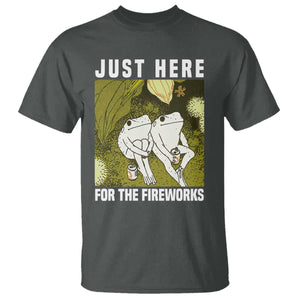 Funny Frog 4th of July T Shirt Just Here For The Fireworks TS14 Dark Heather Print Your Wear