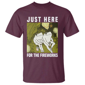 Funny Frog 4th of July T Shirt Just Here For The Fireworks TS14 Maroon Print Your Wear