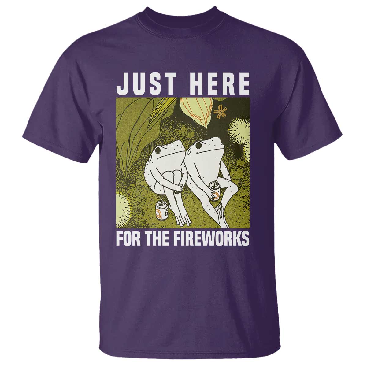 Funny Frog 4th of July T Shirt Just Here For The Fireworks TS14 Purple Print Your Wear