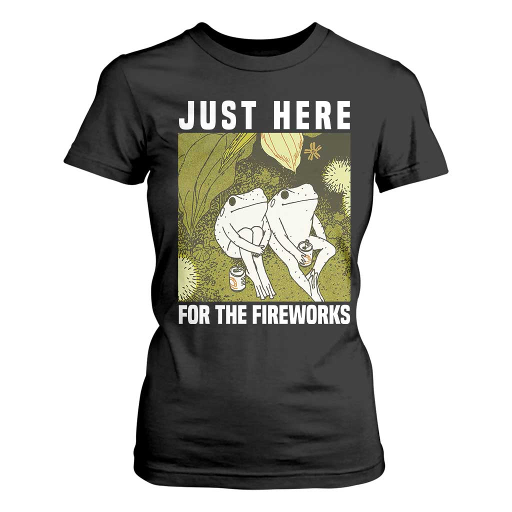 Funny Frog 4th of July T Shirt For Women Just Here For The Fireworks TS14 Black Print Your Wear