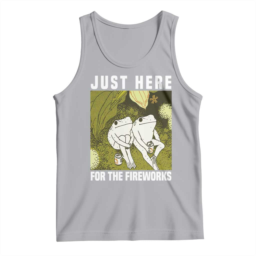 Funny Frog 4th of July Tank Top Just Here For The Fireworks TS14 Athletic Heather Print Your Wear