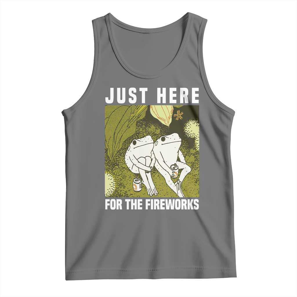 Funny Frog 4th of July Tank Top Just Here For The Fireworks TS14 Black Heather Print Your Wear