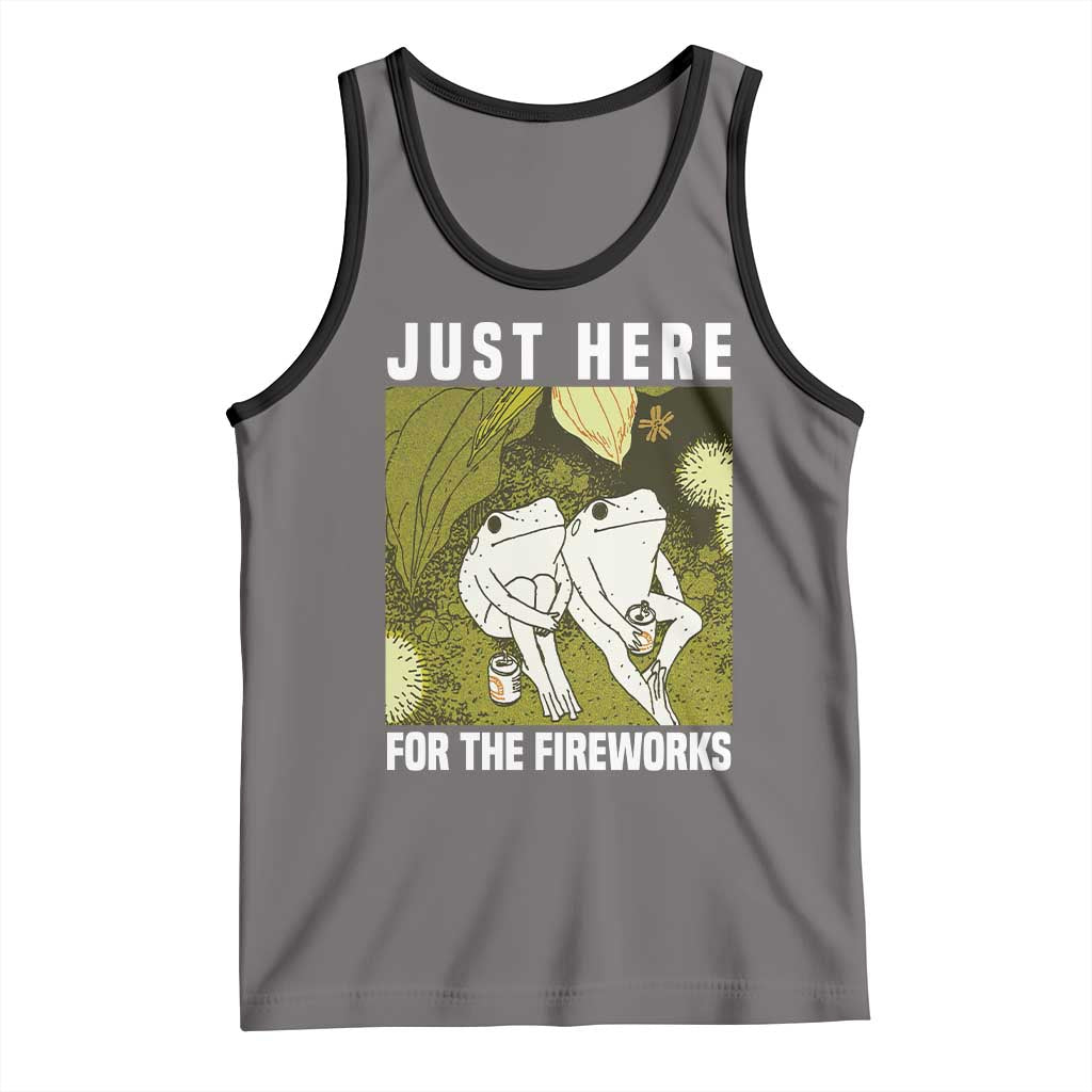 Funny Frog 4th of July Tank Top Just Here For The Fireworks TS14 Deep Heather Black Print Your Wear