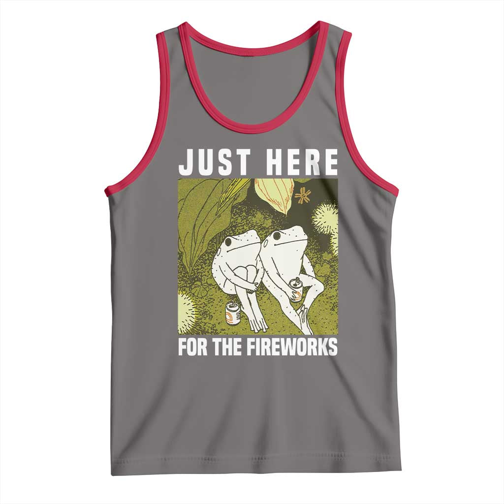 Funny Frog 4th of July Tank Top Just Here For The Fireworks TS14 Deep Heather Red Print Your Wear