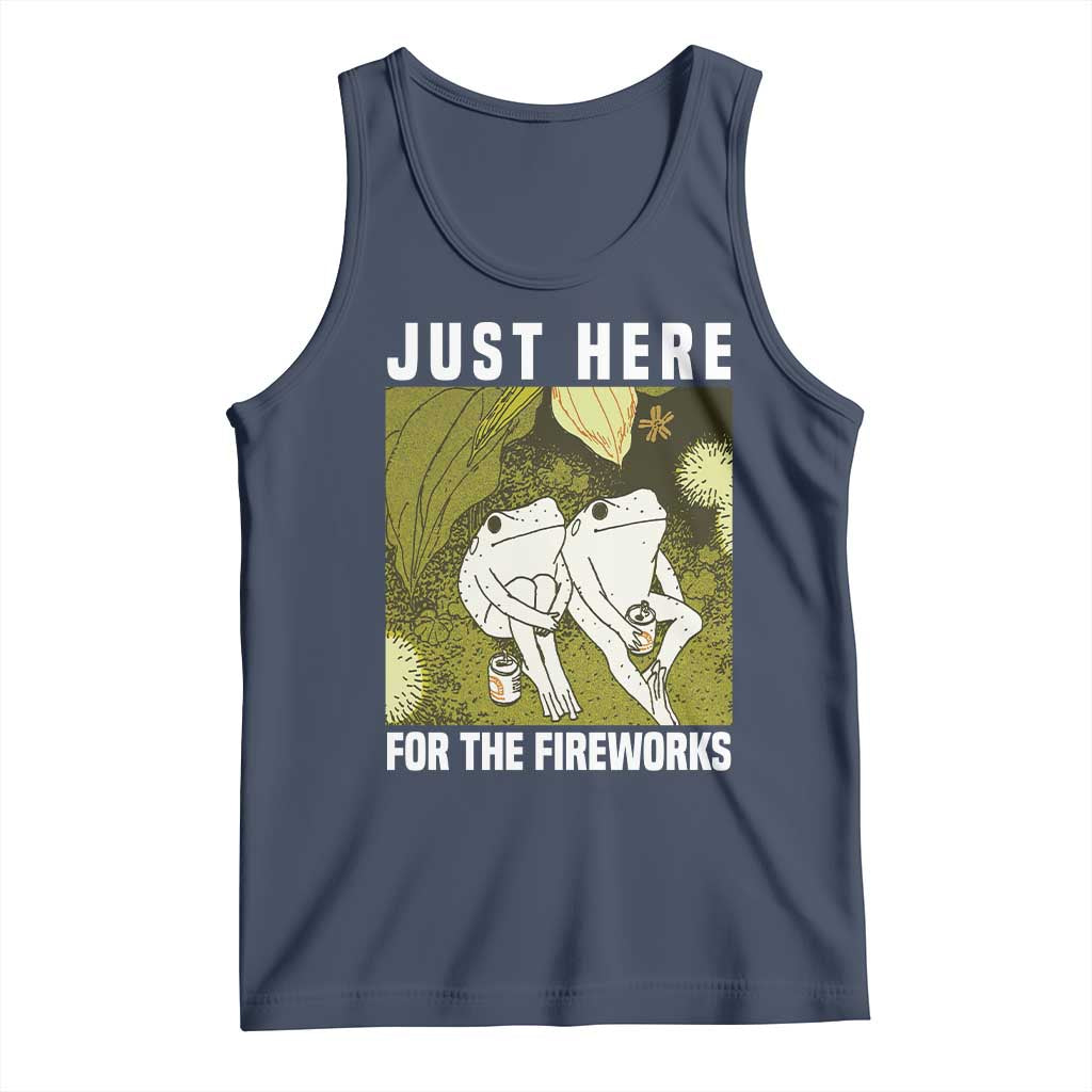 Funny Frog 4th of July Tank Top Just Here For The Fireworks TS14 Navy Print Your Wear