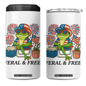 Feral & Free 4 in 1 Can Cooler Tumbler Funny 4th of July Patriotic Frog Lovers TS14 One Size: 16 oz White Print Your Wear