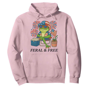 Feral & Free Hoodie Funny 4th of July Patriotic Frog Lovers TS14 Light Pink Print Your Wear