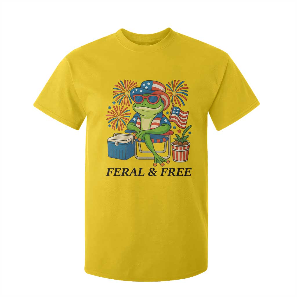 Feral & Free T Shirt For Kid Funny 4th of July Patriotic Frog Lovers TS14 Daisy Print Your Wear