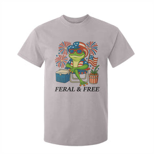Feral & Free T Shirt For Kid Funny 4th of July Patriotic Frog Lovers TS14 Ice Gray Print Your Wear