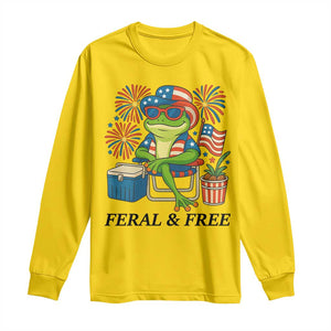 Feral & Free Long Sleeve Shirt Funny 4th of July Patriotic Frog Lovers TS14 Daisy Print Your Wear