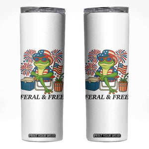 Feral & Free Skinny Tumbler Funny 4th of July Patriotic Frog Lovers TS14 White Print Your Wear
