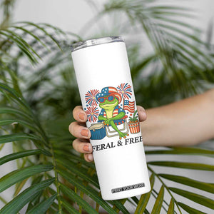 Feral & Free Skinny Tumbler Funny 4th of July Patriotic Frog Lovers TS14 Print Your Wear