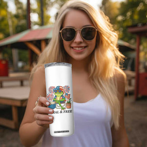 Feral & Free Skinny Tumbler Funny 4th of July Patriotic Frog Lovers TS14 Print Your Wear