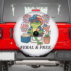 Feral & Free Spare Tire Cover Funny 4th of July Patriotic Frog Lovers TS14 White Print Your Wear