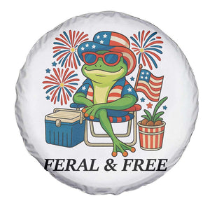 Feral & Free Spare Tire Cover Funny 4th of July Patriotic Frog Lovers TS14 Print Your Wear