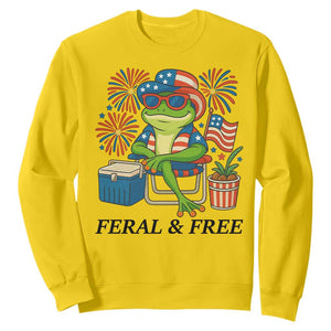 Feral & Free Sweatshirt Funny 4th of July Patriotic Frog Lovers TS14 Daisy Print Your Wear