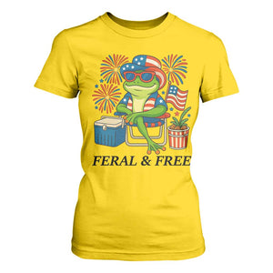 Feral & Free T Shirt For Women Funny 4th of July Patriotic Frog Lovers TS14 Daisy Print Your Wear