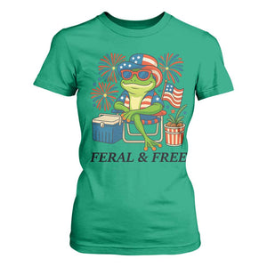 Feral & Free T Shirt For Women Funny 4th of July Patriotic Frog Lovers TS14 Irish Green Print Your Wear