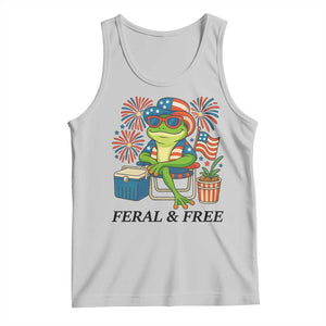 Feral & Free Tank Top Funny 4th of July Patriotic Frog Lovers TS14 Ash Print Your Wear