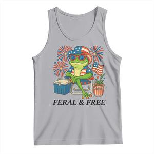Feral & Free Tank Top Funny 4th of July Patriotic Frog Lovers TS14 Athletic Heather Print Your Wear