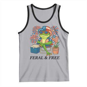 Feral & Free Tank Top Funny 4th of July Patriotic Frog Lovers TS14 Athletic Heather Black Print Your Wear