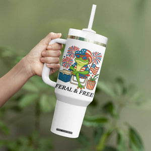 Feral & Free Tumbler With Handle Funny 4th of July Patriotic Frog Lovers TS14 Print Your Wear