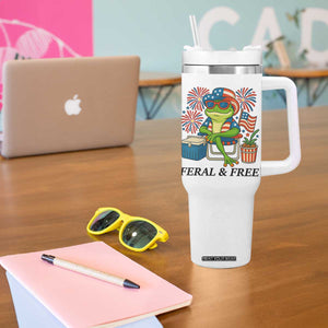 Feral & Free Tumbler With Handle Funny 4th of July Patriotic Frog Lovers TS14 Print Your Wear