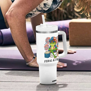 Feral & Free Tumbler With Handle Funny 4th of July Patriotic Frog Lovers TS14 Print Your Wear
