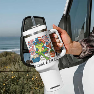 Feral & Free Tumbler With Handle Funny 4th of July Patriotic Frog Lovers TS14 Print Your Wear
