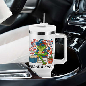 Feral & Free Tumbler With Handle Funny 4th of July Patriotic Frog Lovers TS14 Print Your Wear