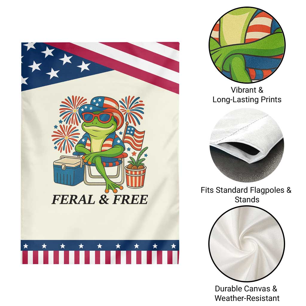 Feral & Free Garden Flag Funny 4th of July Patriotic Frog Lovers TS14 Print Your Wear