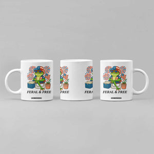 Feral & Free Coffee Mug Funny 4th of July Patriotic Frog Lovers TS14 Print Your Wear