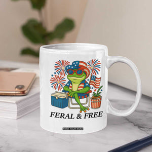 Feral & Free Coffee Mug Funny 4th of July Patriotic Frog Lovers TS14 Print Your Wear