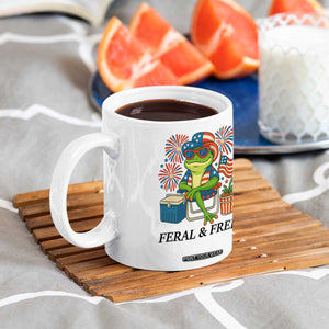 Feral & Free Coffee Mug Funny 4th of July Patriotic Frog Lovers TS14 Print Your Wear