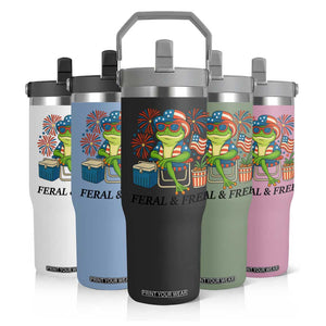 Feral & Free Flip Straw Tumbler Funny 4th of July Patriotic Frog Lovers TS14 Print Your Wear