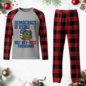 Funny Frog Meme 4th of July Plaid Pajama Set 4th of Luly Democrary Is Dying But Hey Nice Fireworks TS14 Buffalo Plaid Print Your Wear