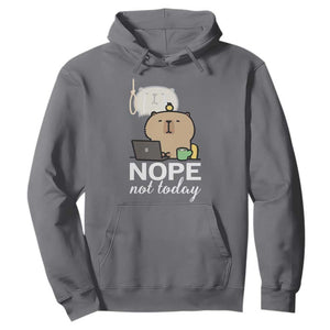 Nope Not Today Hoodie Funny Lazy Capybara Meme TS14 Charcoal Print Your Wear