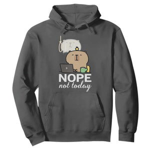 Nope Not Today Hoodie Funny Lazy Capybara Meme TS14 Dark Heather Print Your Wear