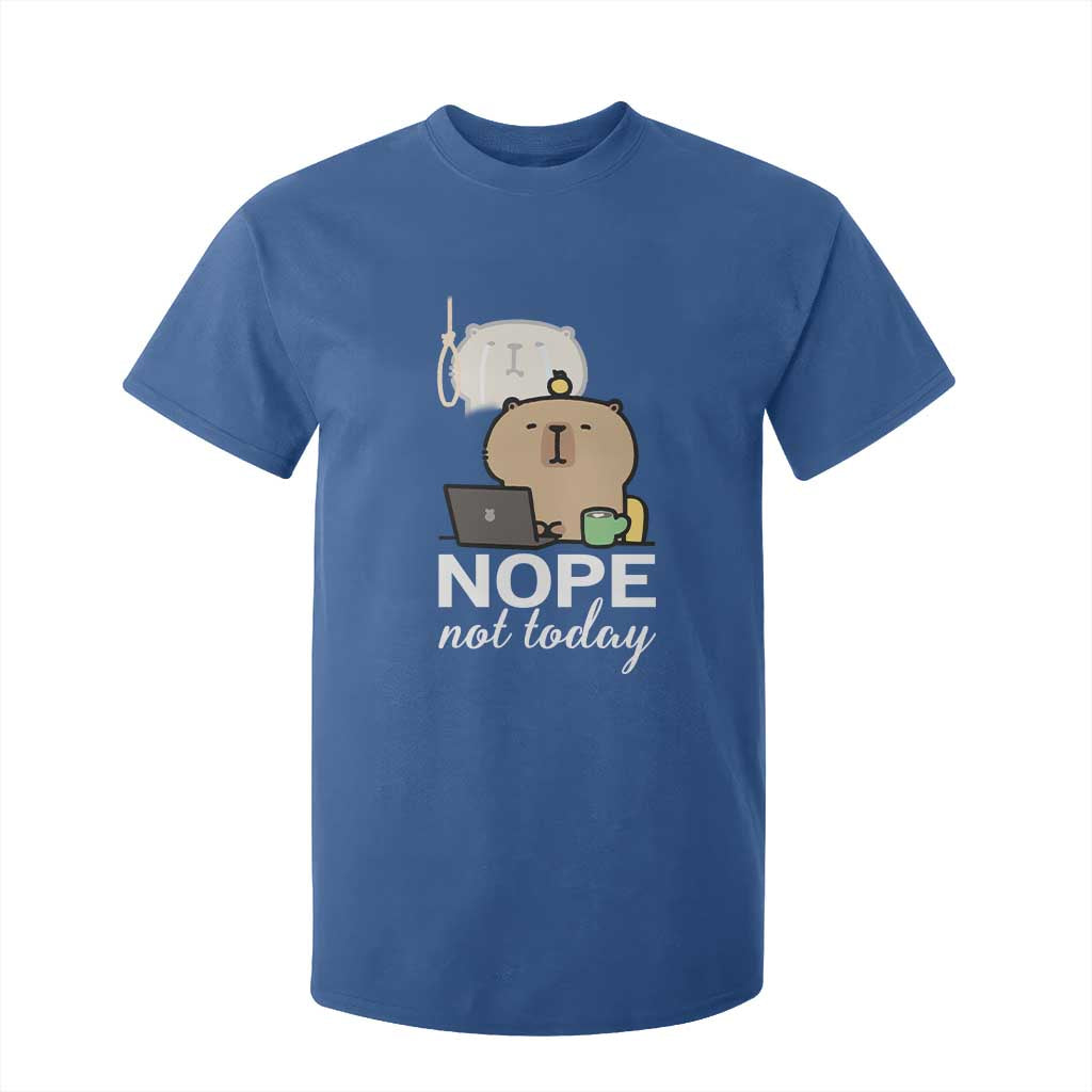 Nope Not Today T Shirt For Kid Funny Lazy Capybara Meme TS14 Royal Blue Print Your Wear