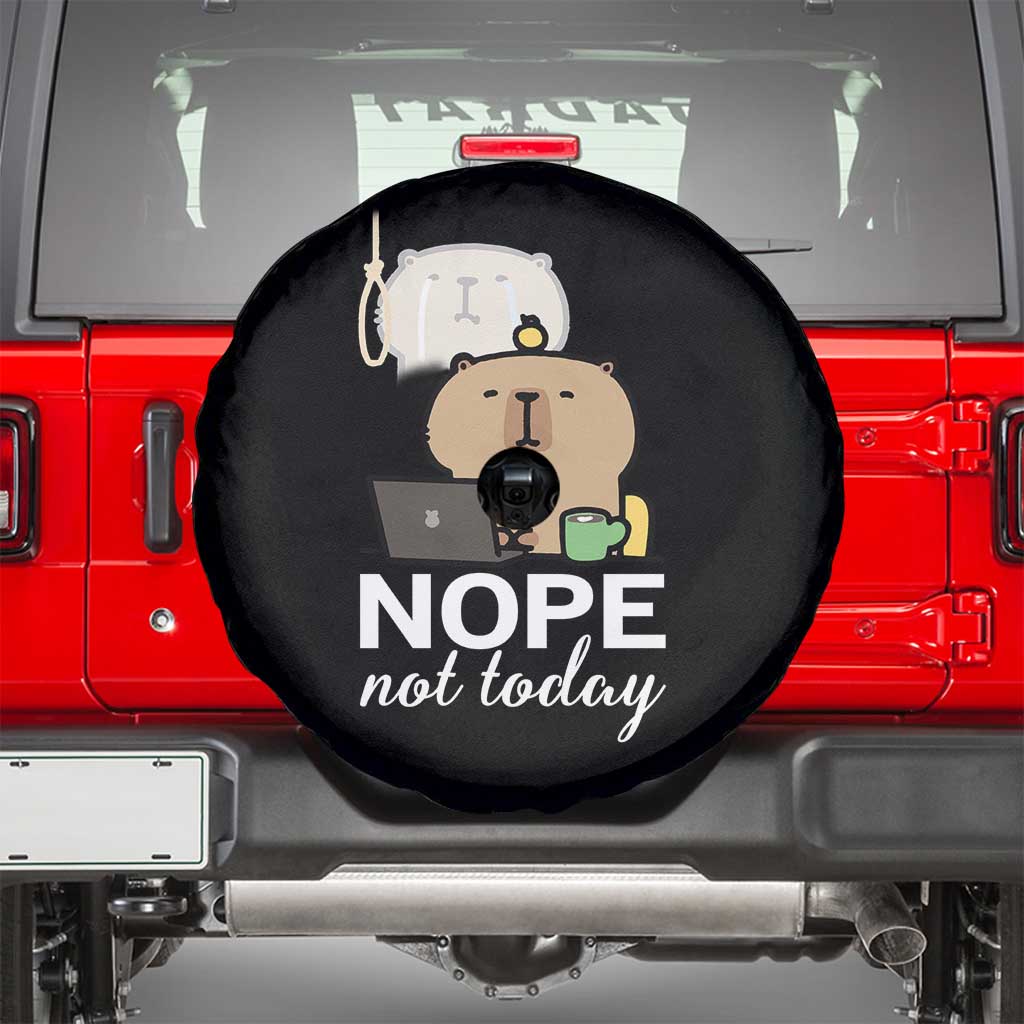 Nope Not Today Spare Tire Cover Funny Lazy Capybara Meme TS14 White Print Your Wear