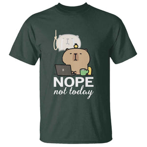 Nope Not Today T Shirt Funny Lazy Capybara Meme TS14 Dark Forest Green Print Your Wear