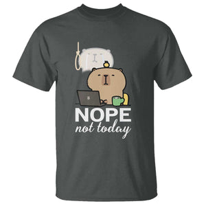 Nope Not Today T Shirt Funny Lazy Capybara Meme TS14 Dark Heather Print Your Wear