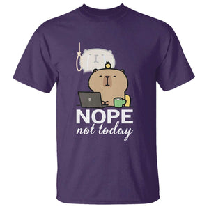 Nope Not Today T Shirt Funny Lazy Capybara Meme TS14 Purple Print Your Wear