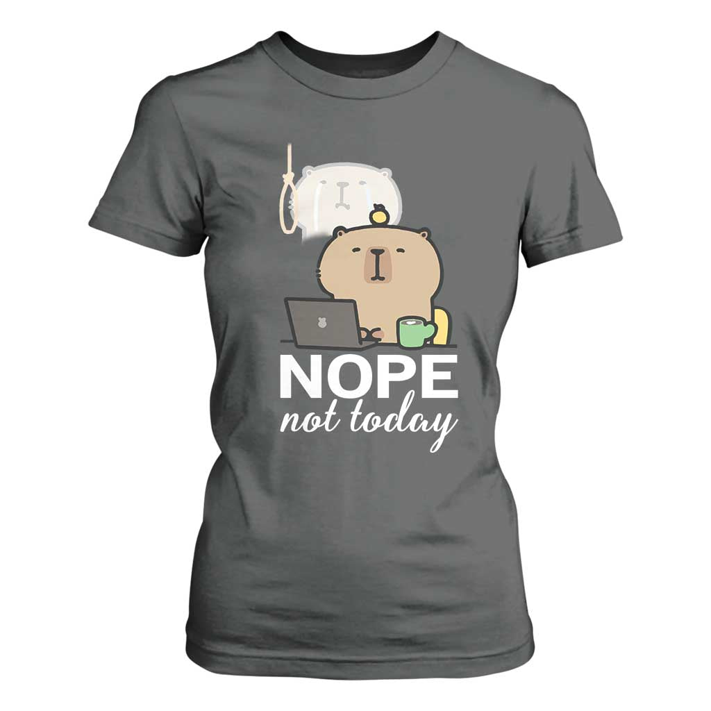Nope Not Today T Shirt For Women Funny Lazy Capybara Meme TS14 Dark Heather Print Your Wear