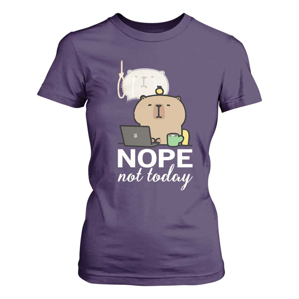 Nope Not Today T Shirt For Women Funny Lazy Capybara Meme TS14 Purple Print Your Wear