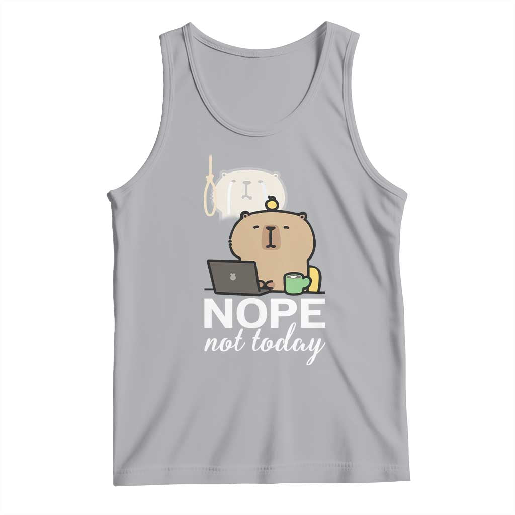 Nope Not Today Tank Top Funny Lazy Capybara Meme TS14 Athletic Heather Print Your Wear